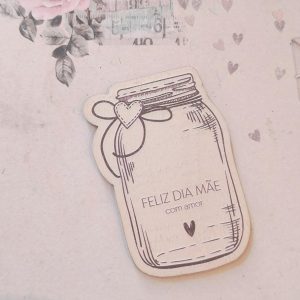 Recorte em madeira "frasco" -Feliz dia Mãe- mod.1
