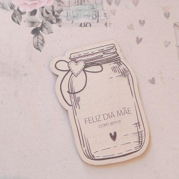Recorte em madeira "frasco" -Feliz dia Mãe- mod.1