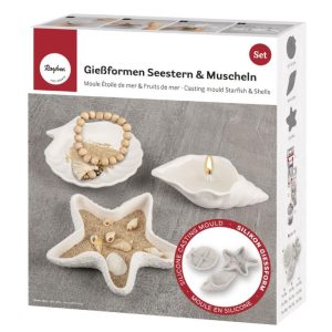 Molde em silicone RAYHER, Estrela do mar + Conchas