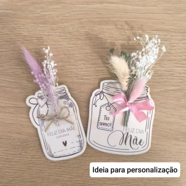 Recorte em madeira "frasco" -Feliz dia Mãe- mod.1 - Image 2