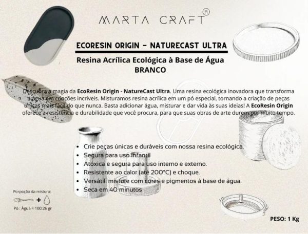 RESINA ORGÂNICA - ECORESIN ORIGIN - NATURECAST ULTRA - 1KG BRANCO - Image 2