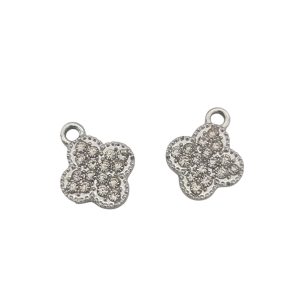Pendentes em aço inoxidável - Flores com brilhantes