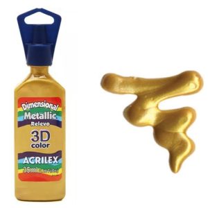 Tinta Dimensional Relevo 3D Metálica  - Amarelo - Acrilex
