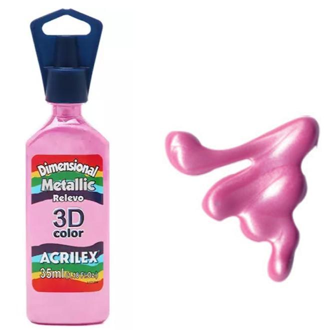 Tinta Dimensional Relevo 3D Metálica - Rosa - Acrilex