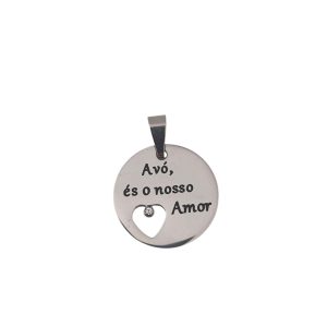 Medalha em aço inoxidável - Avó (Prateada)