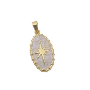 Pendente em ródio - Estrela 8 pontas (c/ esmalte branco)