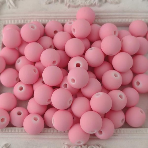 Contas acrilicas mate 10 mm -Rosa claro