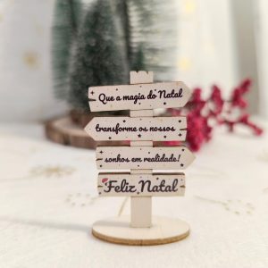 Tabuleta direções com base - Feliz Natal (Choupo)