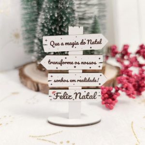 Tabuleta direções com base - Feliz Natal (MDF)