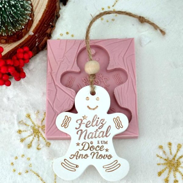 Molde em silicone - Boneco gengibre - Feliz Natal
