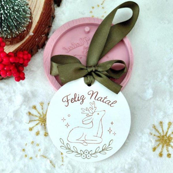 Molde em silicone - Feliz Natal - Rena, Ref. 1406