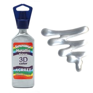Tinta Dimensional Relevo 3D Metálica - Prata - Acrilex