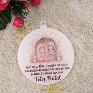Bola Natal em acrílico - O amor é o único caminho - Feliz Natal