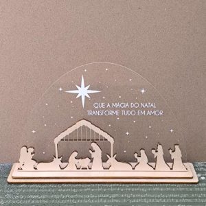 Decoração de presépio em madeira/acrílico