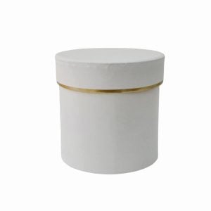 Caixa cartão redonda - Branca - Lista dourada 10x10