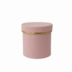 Caixa cartão redonda - Rosa - Lista dourada Peq 8x7