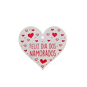 Etiqueta coração em mdf - Feliz dia dos Namorados