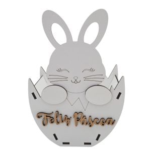 Cesta formato ovo c/ coelho - Feliz Páscoa