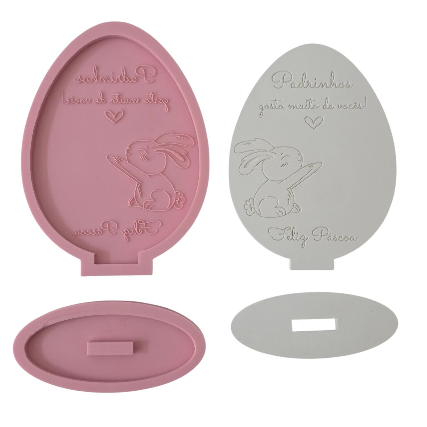 Molde em silicone -Ovo com base Feliz Páscoa Padrinhos - Image 3