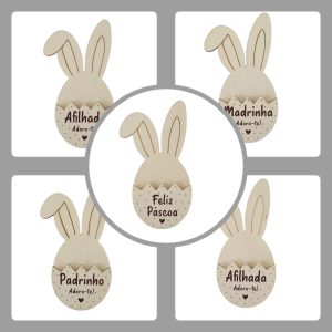 Base em madeira para íman - Coelho